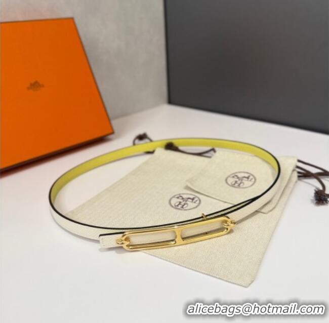 Discount Hermes Roulis belt buckle & Reversible leather strap 1.3cm 0314 White/Yellow/Gold 2025