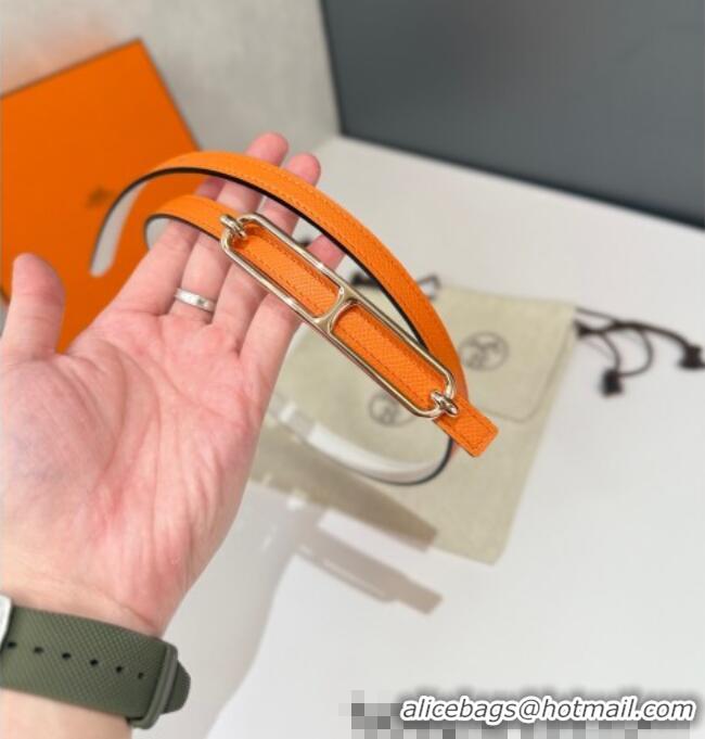Low Price Hermes Roulis belt buckle & Reversible leather strap 1.3cm 0314 Orange/Rose Gold 2025
