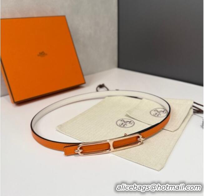 Low Price Hermes Roulis belt buckle & Reversible leather strap 1.3cm 0314 Orange/Rose Gold 2025