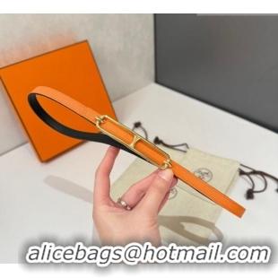 Original Cheap Hermes Roulis belt buckle & Reversible leather strap 1.3cm 0314 Orange/Gold Yellow 2025