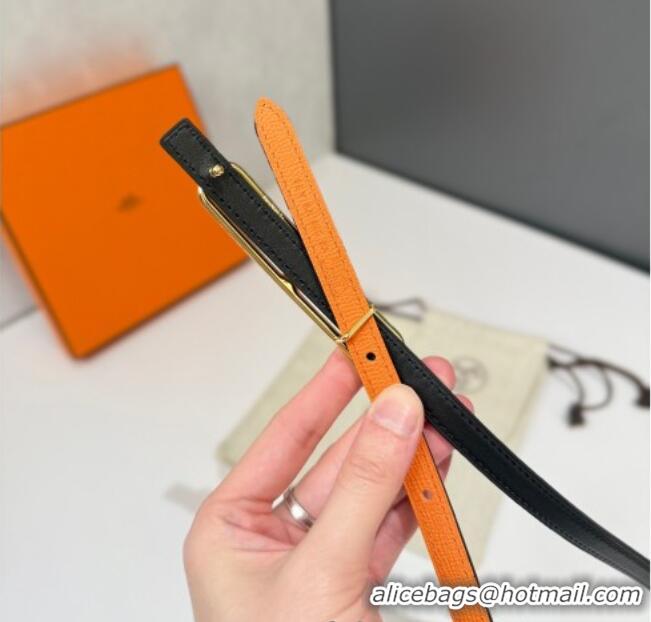 Original Cheap Hermes Roulis belt buckle & Reversible leather strap 1.3cm 0314 Orange/Gold Yellow 2025
