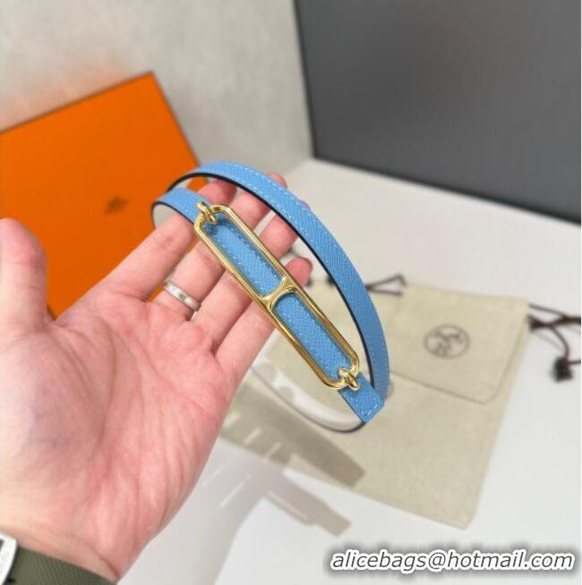 Good Quality Hermes Roulis belt buckle & Reversible leather strap 1.3cm 0314 Blue/Yellow Gold 2025