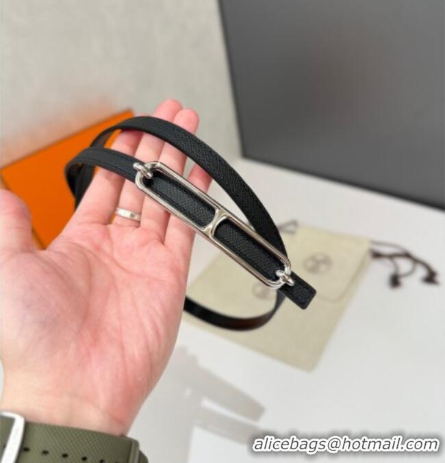 Classic Specials Hermes Roulis belt buckle & Reversible leather strap 1.3cm 0314 Black/Silver 2025