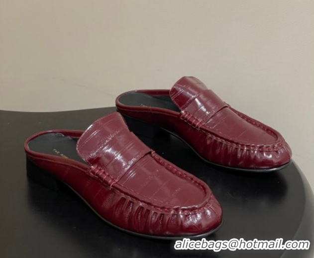 Sumptuous The Row Flat Mules in Eel Embossed Leather TR022402 Red 2026