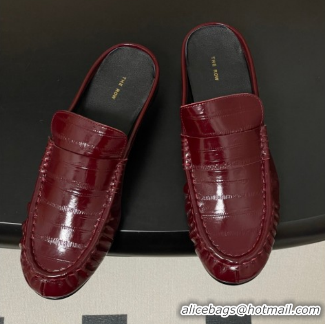 Sumptuous The Row Flat Mules in Eel Embossed Leather TR022402 Red 2026