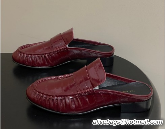 Sumptuous The Row Flat Mules in Eel Embossed Leather TR022402 Red 2026