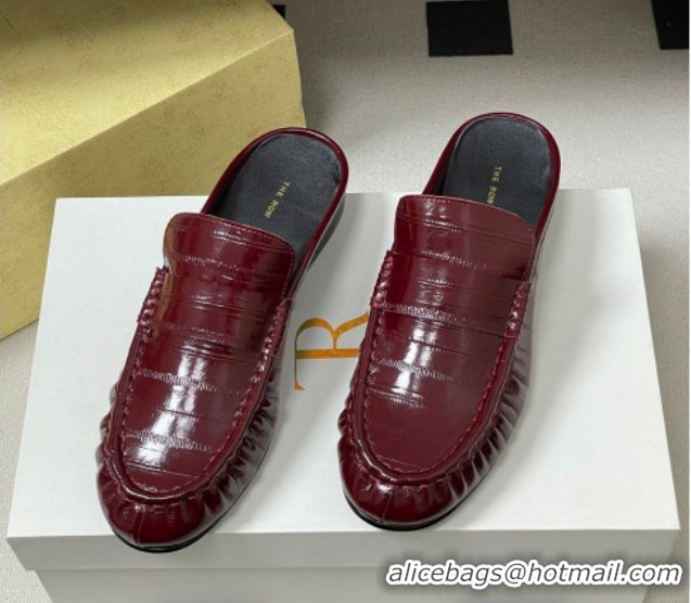 Sumptuous The Row Flat Mules in Eel Embossed Leather TR022402 Red 2026