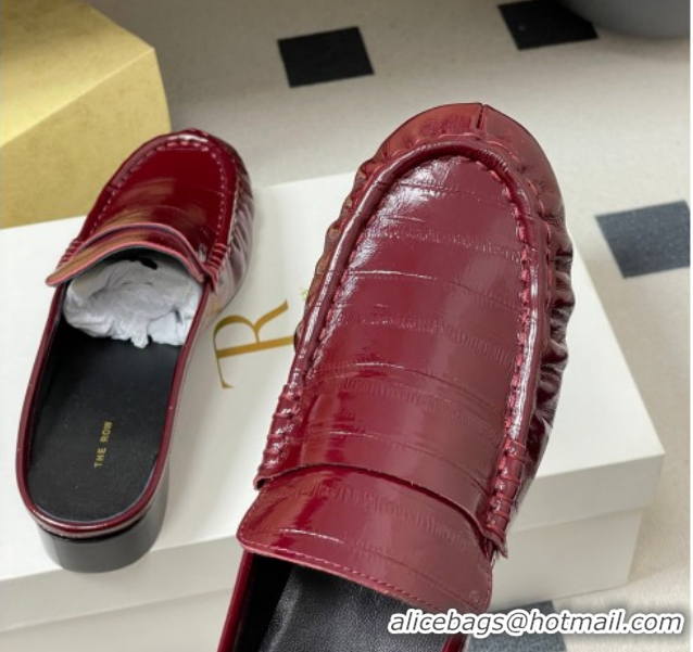 Sumptuous The Row Flat Mules in Eel Embossed Leather TR022402 Red 2026