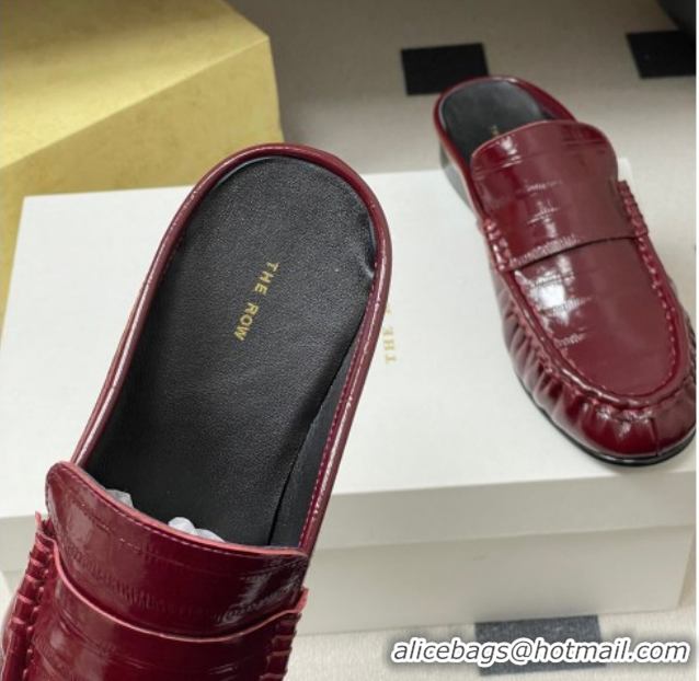 Sumptuous The Row Flat Mules in Eel Embossed Leather TR022402 Red 2026