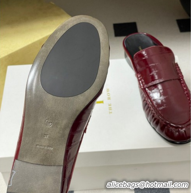 Sumptuous The Row Flat Mules in Eel Embossed Leather TR022402 Red 2026