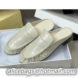 Good Quality The Row Flat Mules in Eel Embossed Leather TR022402 White 2026