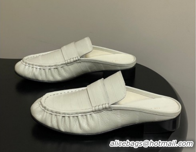 Good Quality The Row Flat Mules in Eel Embossed Leather TR022402 White 2026