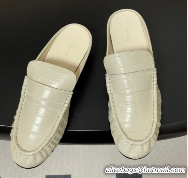 Good Quality The Row Flat Mules in Eel Embossed Leather TR022402 White 2026