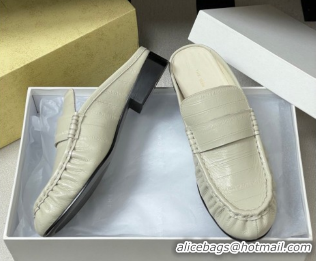 Good Quality The Row Flat Mules in Eel Embossed Leather TR022402 White 2026