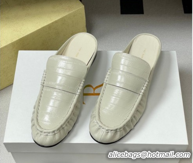 Good Quality The Row Flat Mules in Eel Embossed Leather TR022402 White 2026