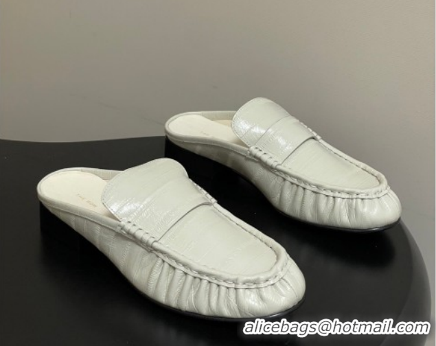 Good Quality The Row Flat Mules in Eel Embossed Leather TR022402 White 2026