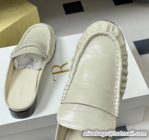 Good Quality The Row Flat Mules in Eel Embossed Leather TR022402 White 2026