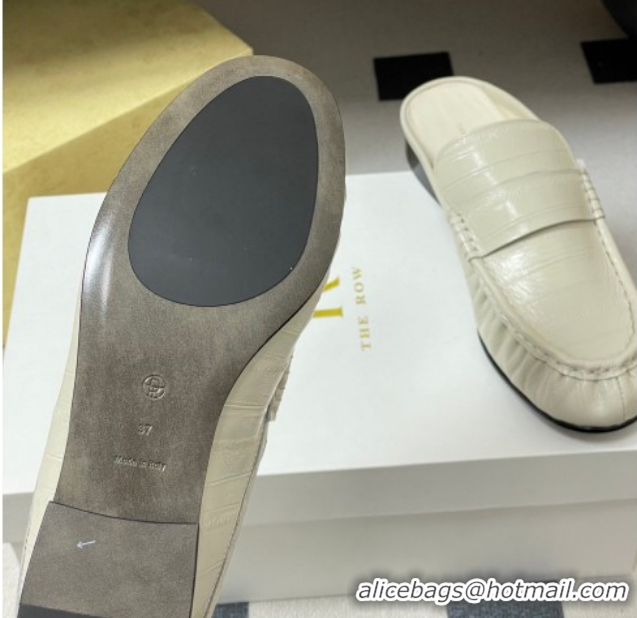Good Quality The Row Flat Mules in Eel Embossed Leather TR022402 White 2026