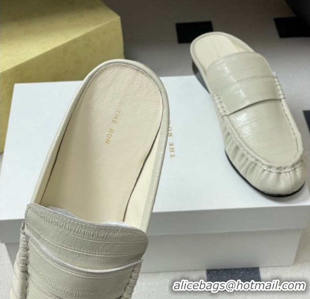 Good Quality The Row Flat Mules in Eel Embossed Leather TR022402 White 2026