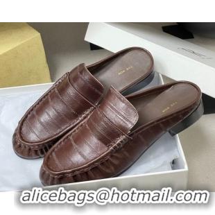 Pretty Style The Row Flat Mules in Eel Embossed Leather TR022402 Brown 2026