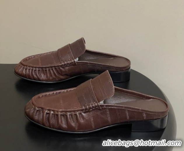 Pretty Style The Row Flat Mules in Eel Embossed Leather TR022402 Brown 2026