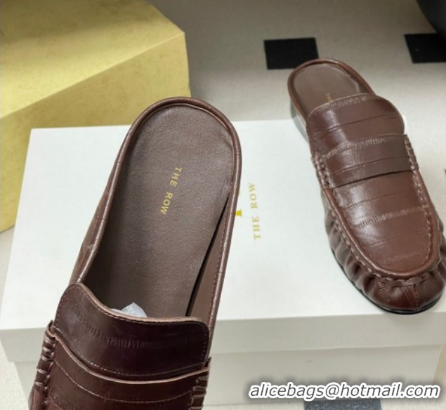Pretty Style The Row Flat Mules in Eel Embossed Leather TR022402 Brown 2026