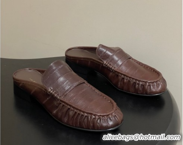 Pretty Style The Row Flat Mules in Eel Embossed Leather TR022402 Brown 2026