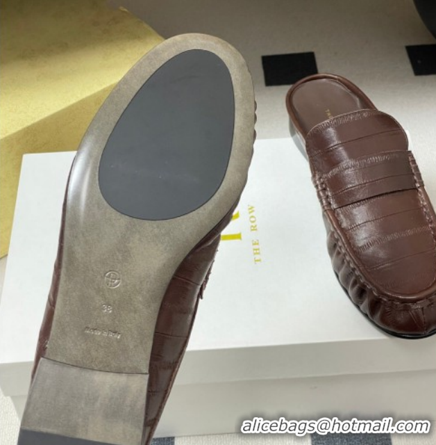 Pretty Style The Row Flat Mules in Eel Embossed Leather TR022402 Brown 2026