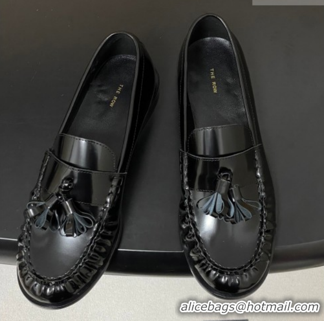 Best Price The Row Flat Loafers with Charm in Shiny Leather TR022403 Black 2026