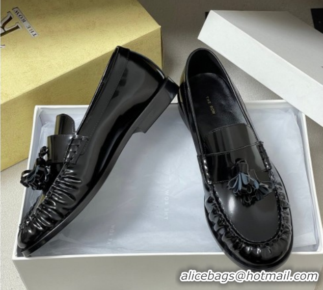 Best Price The Row Flat Loafers with Charm in Shiny Leather TR022403 Black 2026