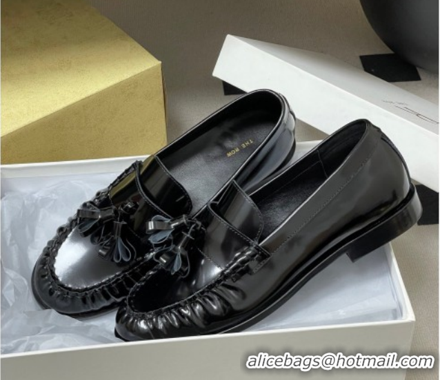 Best Price The Row Flat Loafers with Charm in Shiny Leather TR022403 Black 2026