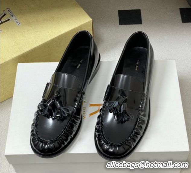 Best Price The Row Flat Loafers with Charm in Shiny Leather TR022403 Black 2026