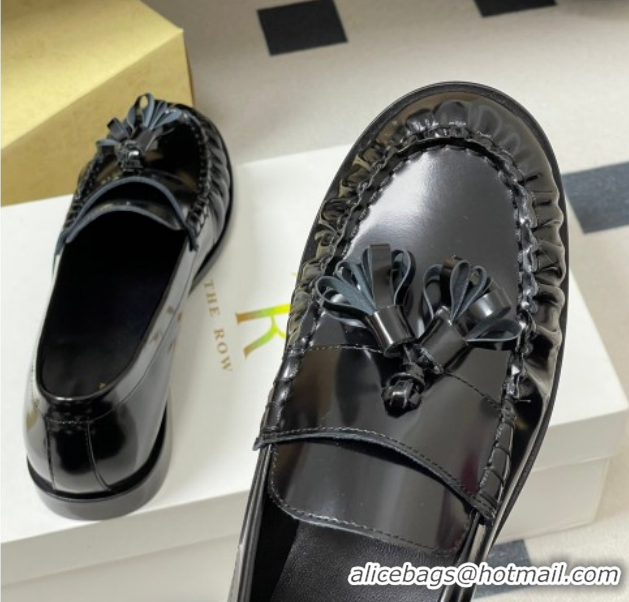 Best Price The Row Flat Loafers with Charm in Shiny Leather TR022403 Black 2026