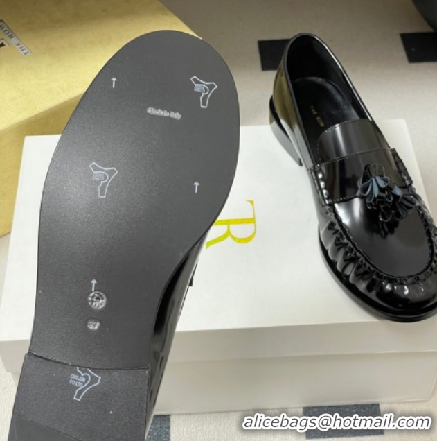 Best Price The Row Flat Loafers with Charm in Shiny Leather TR022403 Black 2026