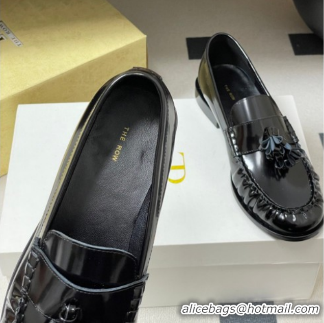 Best Price The Row Flat Loafers with Charm in Shiny Leather TR022403 Black 2026