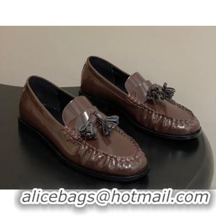 Grade Quality The Row Flat Loafers with Charm in Shiny Leather TR022403 Brown 2026
