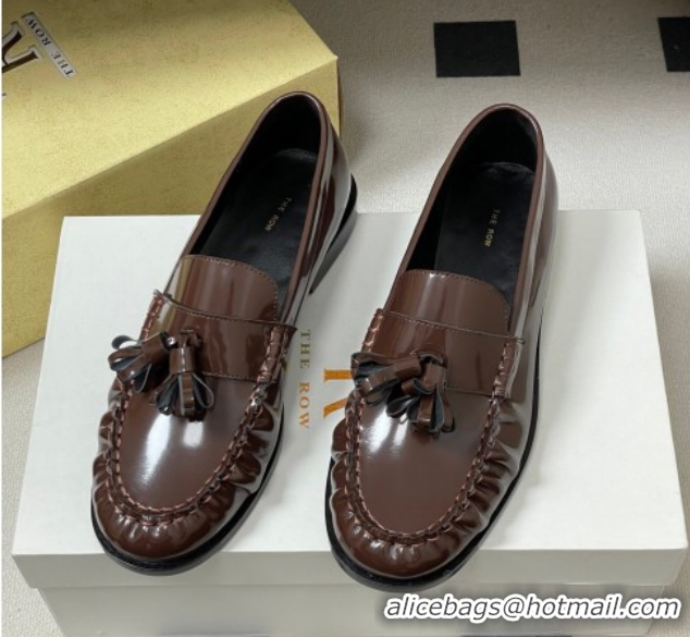 Grade Quality The Row Flat Loafers with Charm in Shiny Leather TR022403 Brown 2026