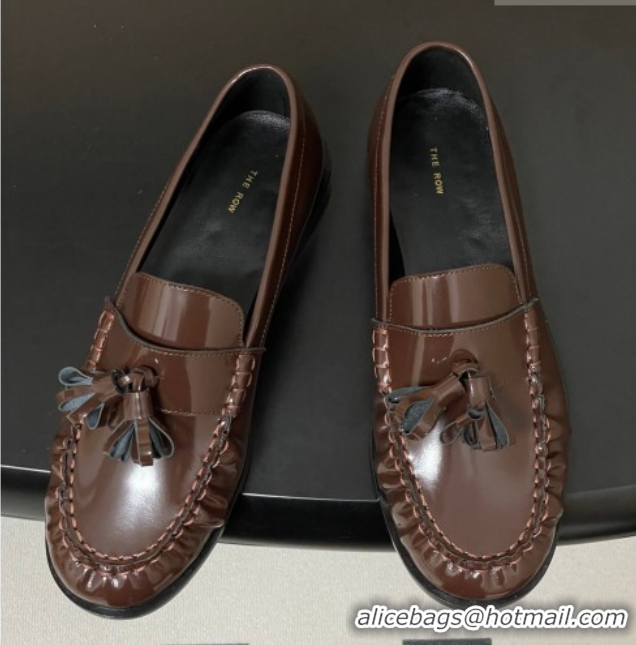 Grade Quality The Row Flat Loafers with Charm in Shiny Leather TR022403 Brown 2026