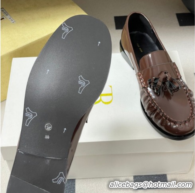 Grade Quality The Row Flat Loafers with Charm in Shiny Leather TR022403 Brown 2026