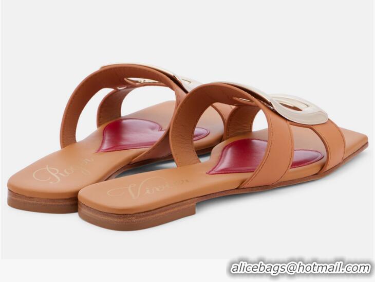​Top Design Roger Vivier Viv' by the Sea Mules in Calfskin 5073118 Brown 2025