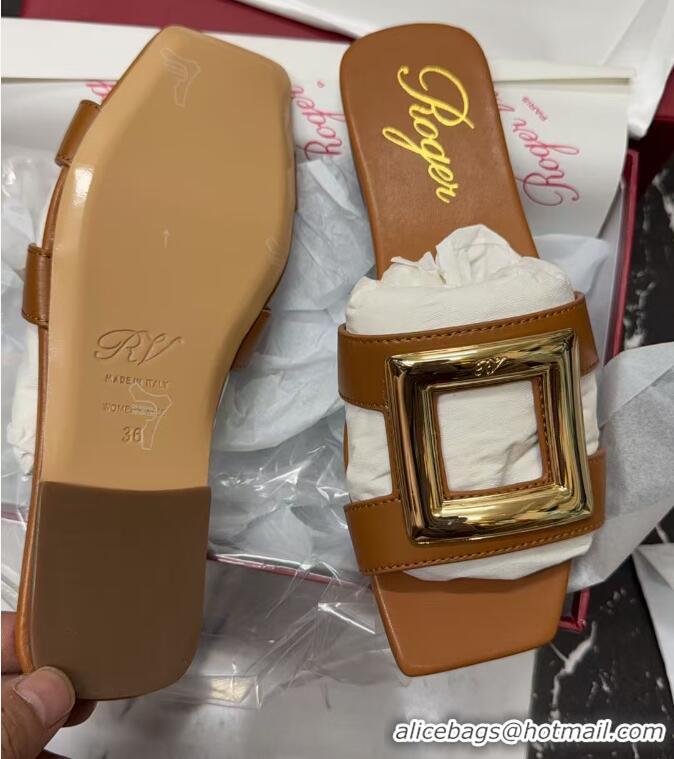 ​Top Design Roger Vivier Viv' by the Sea Mules in Calfskin 5073118 Brown 2025