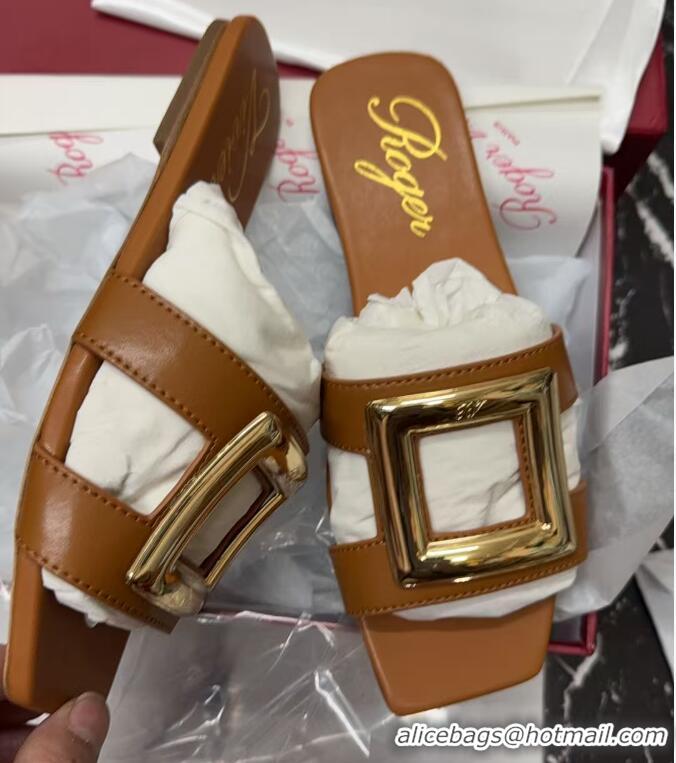 ​Top Design Roger Vivier Viv' by the Sea Mules in Calfskin 5073118 Brown 2025