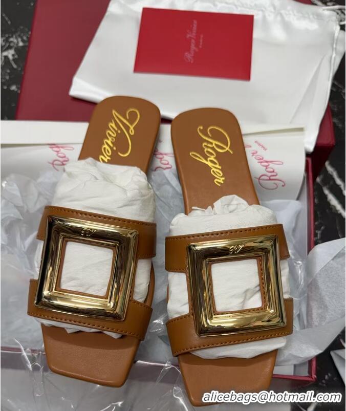 ​Top Design Roger Vivier Viv' by the Sea Mules in Calfskin 5073118 Brown 2025