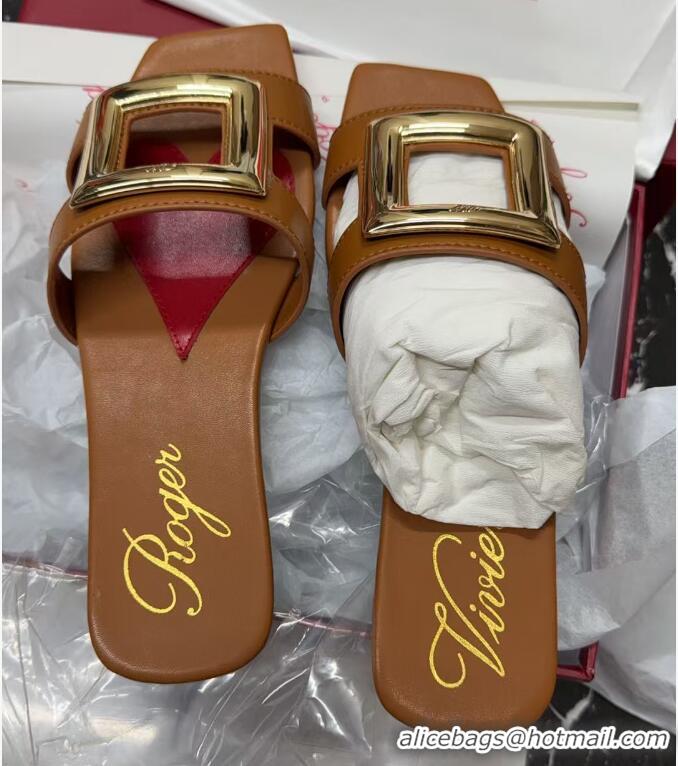 ​Top Design Roger Vivier Viv' by the Sea Mules in Calfskin 5073118 Brown 2025