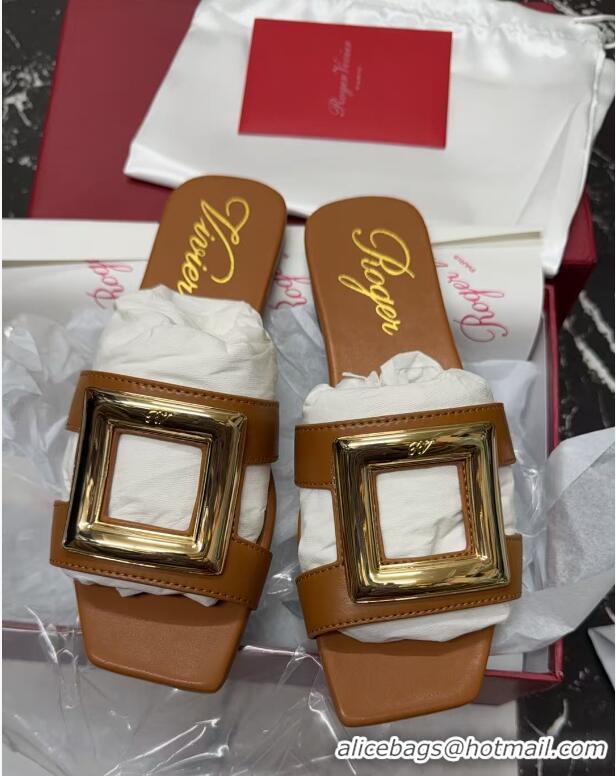 ​Top Design Roger Vivier Viv' by the Sea Mules in Calfskin 5073118 Brown 2025