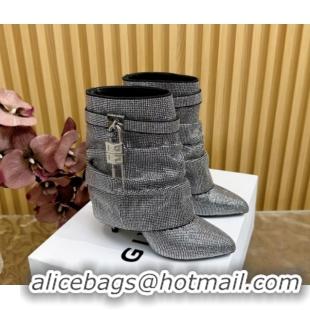 Stylish Givenchy Shark Lock Stiletto Ankle Boots with Crystals 5101115 Black 2026