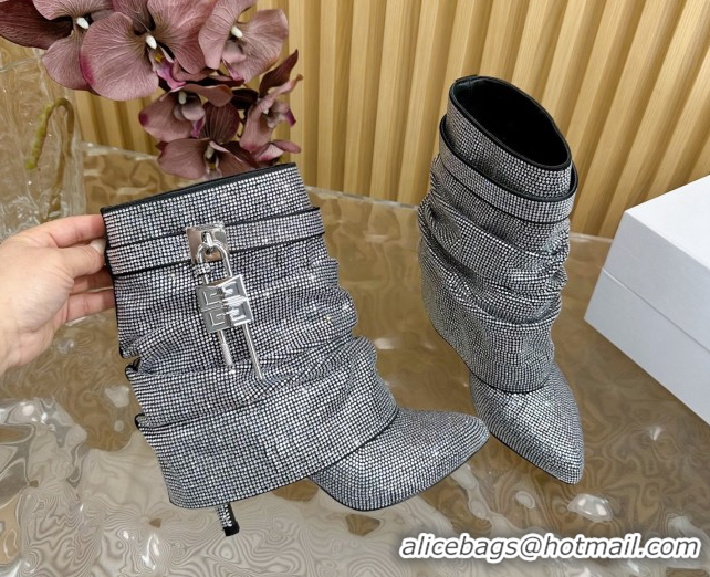 Stylish Givenchy Shark Lock Stiletto Ankle Boots with Crystals 5101115 Black 2026