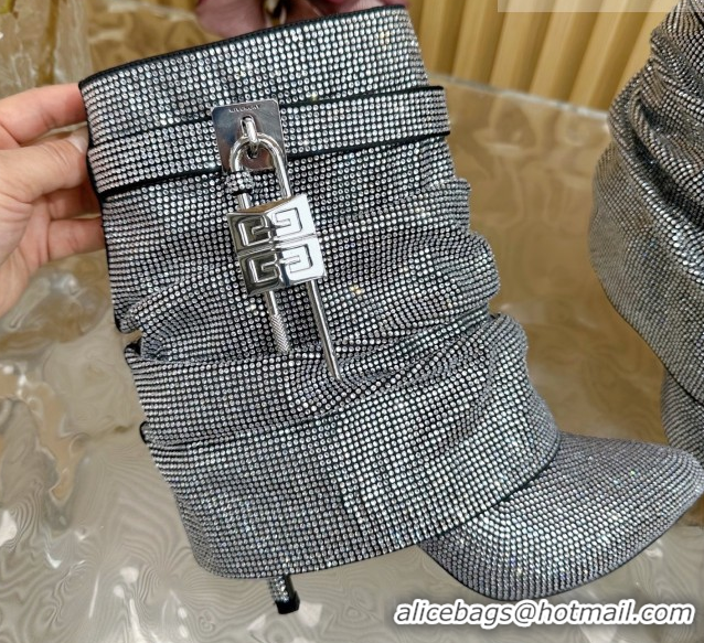 Stylish Givenchy Shark Lock Stiletto Ankle Boots with Crystals 5101115 Black 2026