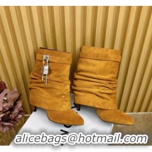 Unique Style Givenchy Shark Lock Stiletto Ankle Boots in Suede Leather 101117 Brown 2026