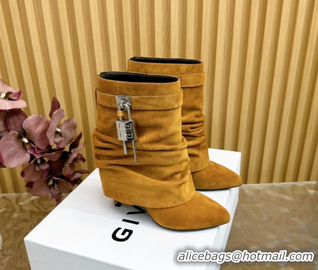 Unique Style Givenchy Shark Lock Stiletto Ankle Boots in Suede Leather 101117 Brown 2026